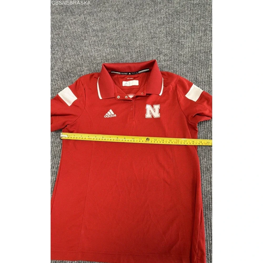 Adidas Men's Nebraska Huskers Red Climalite Snap Button Polo Shirt Sz L‎